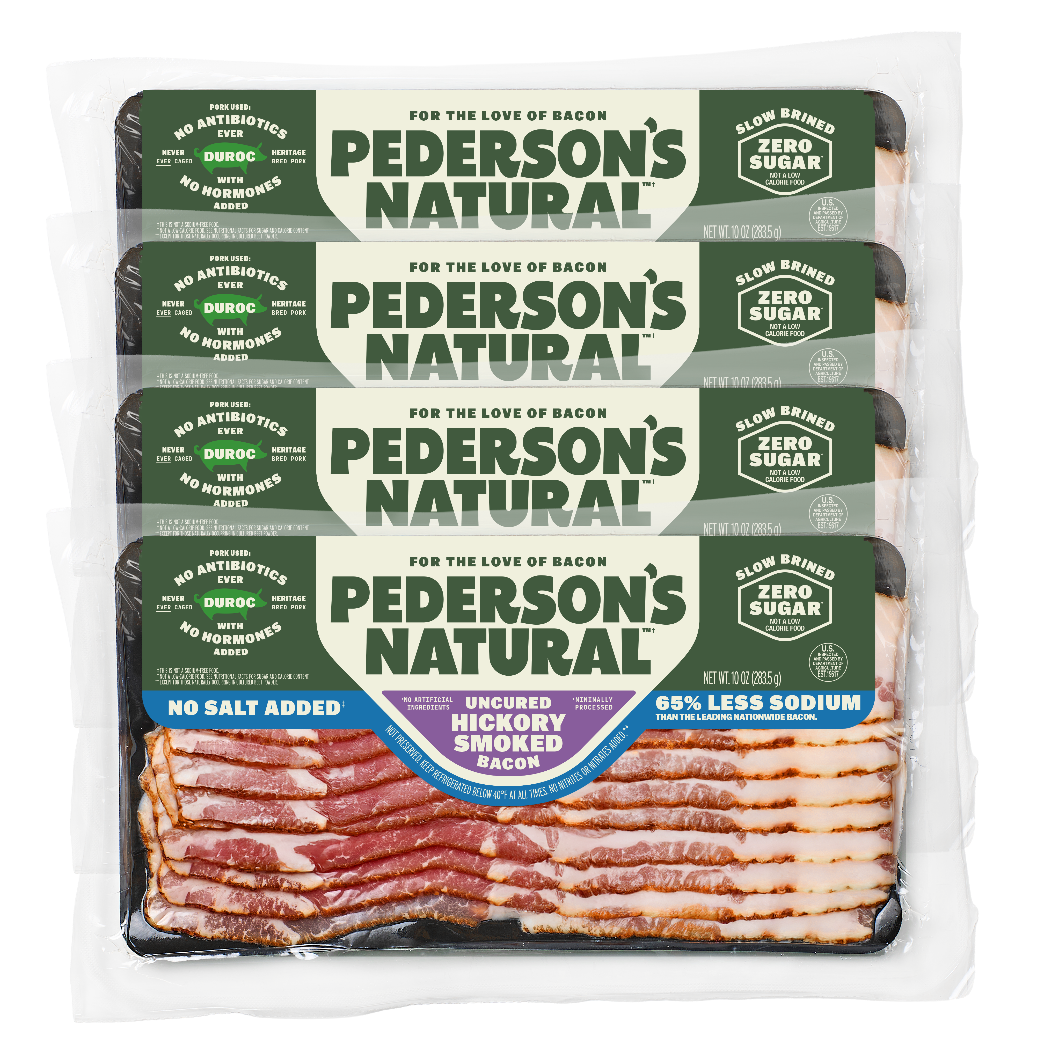 4 Pack of Pederson's No Salt Added Bacon
