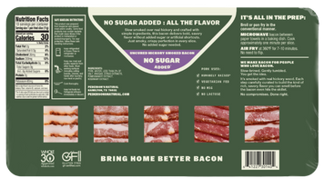 No Sugar Added Hickory Smoked Uncured Bacon (4 Pack)
