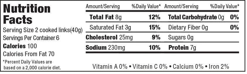 A Nutrition Facts label on a white background showing serving size, calories, fat content, cholesterol, sugars, sodium, and protein amounts with percentage daily value columns.