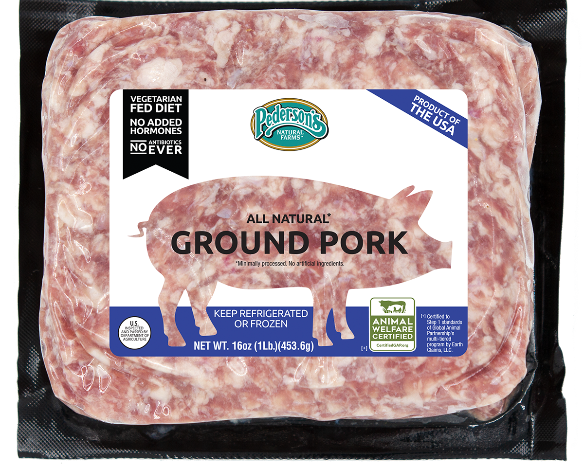 One pack of Pederson's Farms All Natural Ground Pork