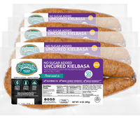 No Sugar Added Kielbasa infinity package image with sausage inside and purple/white/black label