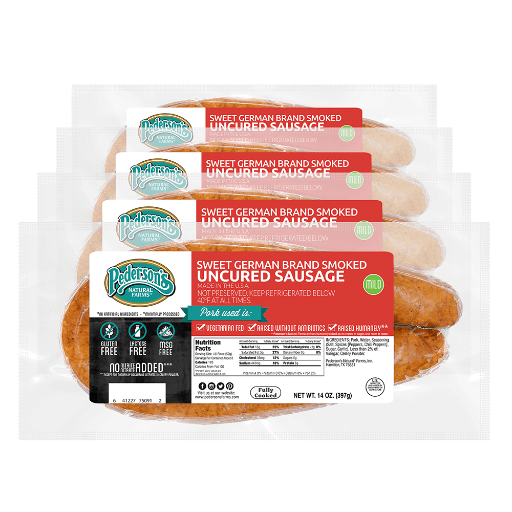Sweet German Brand Smoked Uncured Sausage (4 Pack)